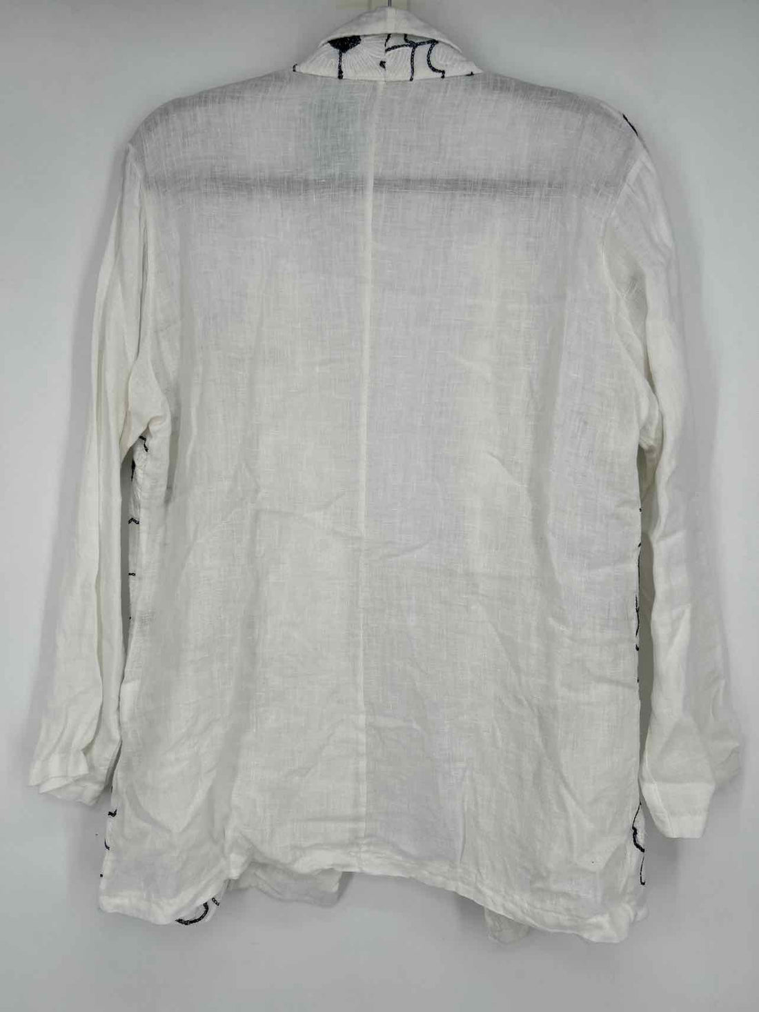 Made in Italy Size S White & Navy Floral Embroidered Blazer