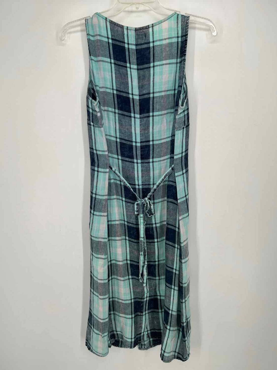Billy T Size M Navy & aqua plaid Sleeveless Dress