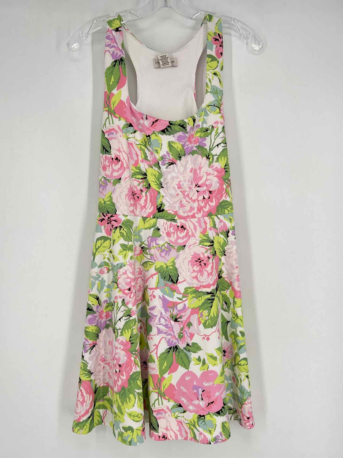 Laura Ashley Size L White Pink & Green Floral Sleeveless Active Dresses