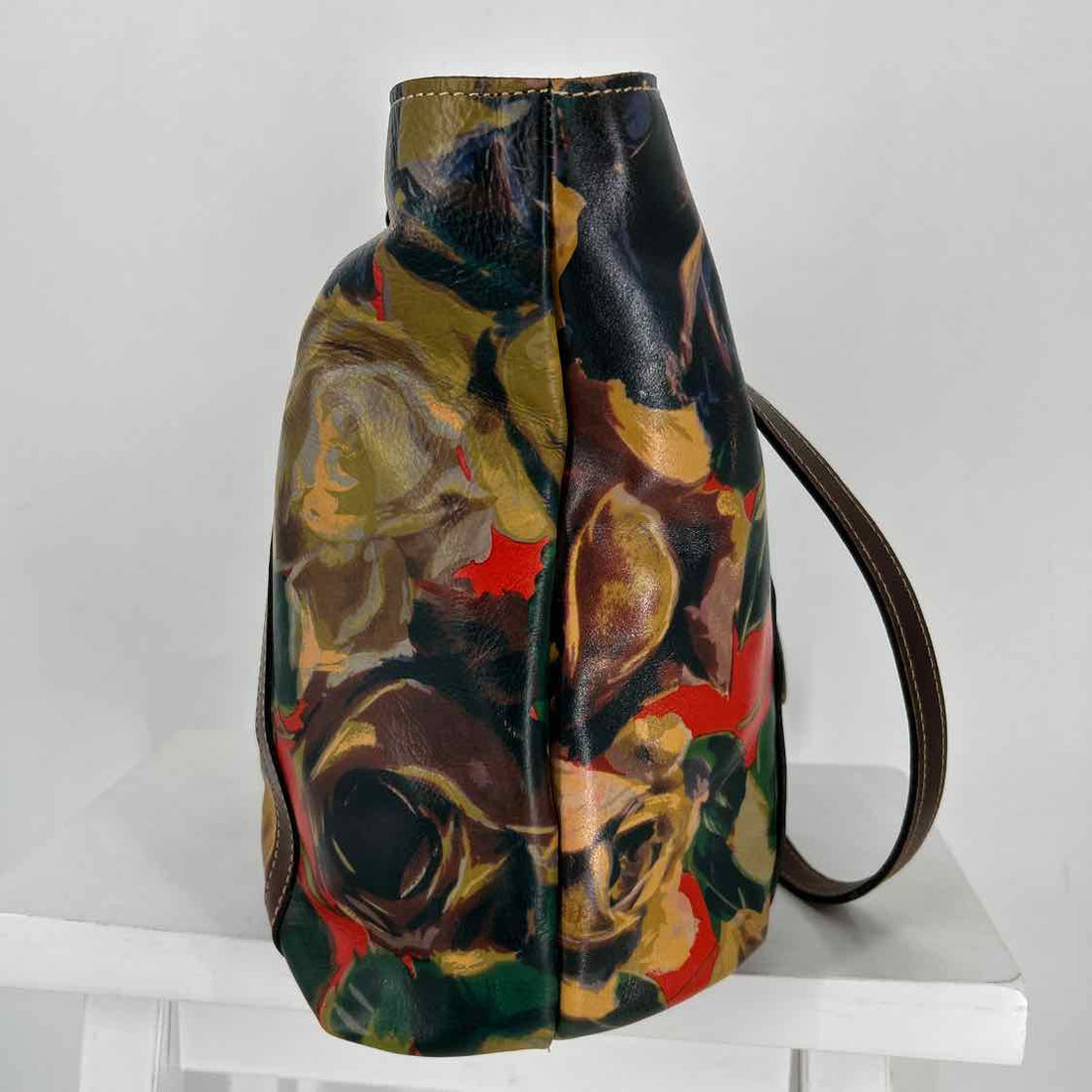 Patricia Nash Large Turnlock Brown Floral Tote