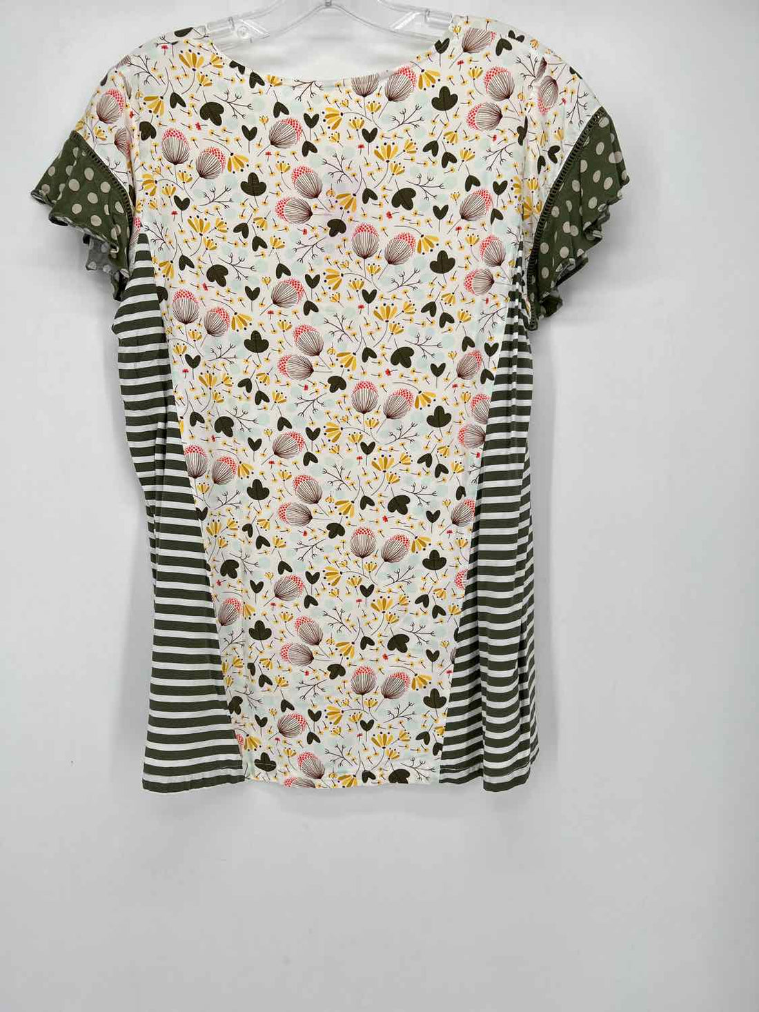 Matilda Jane Size M White & Olive Print Short Sleeve
