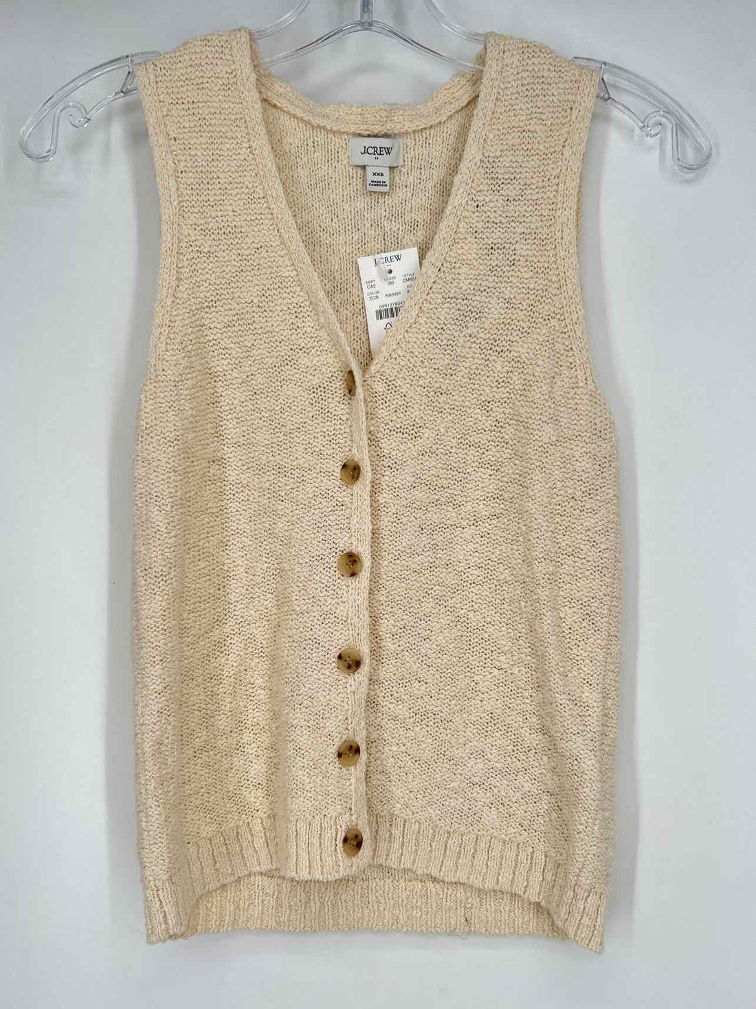 J Crew Size XXS Cream NWT Sleeveless