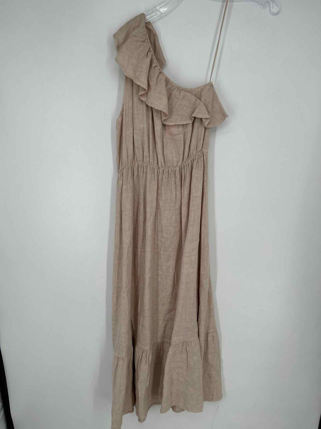 Valentina Naldi Size M Khaki Linen One Shoulder Dress