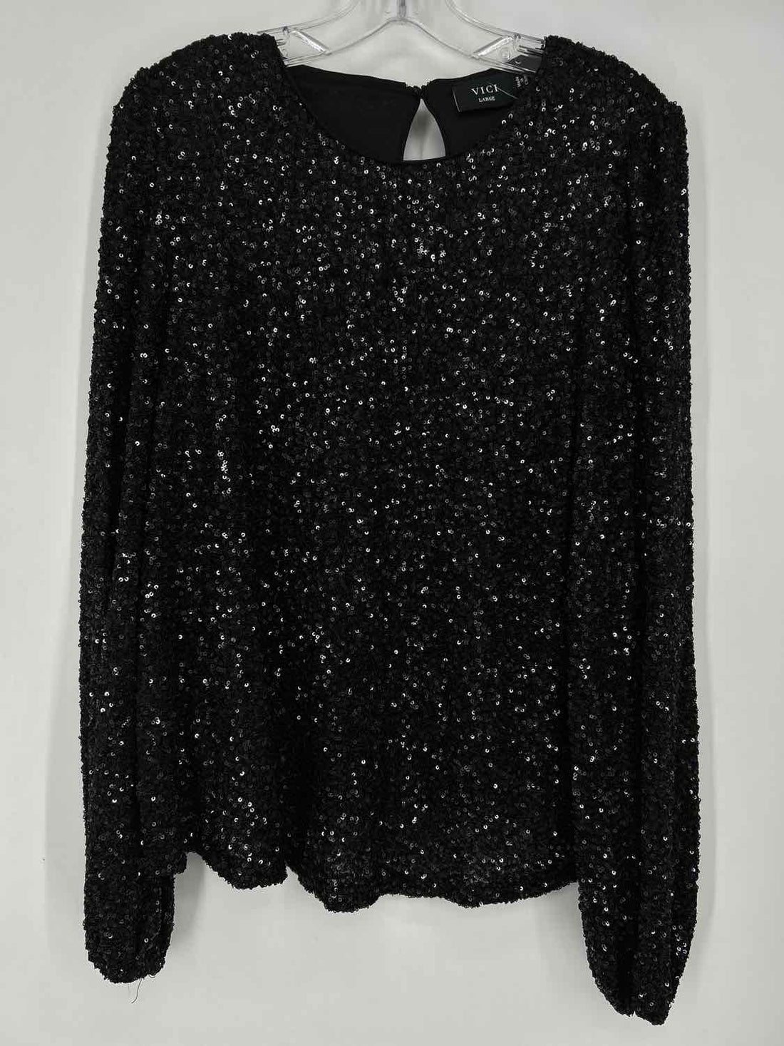 Vici Size L Black Sequined Long Sleeve