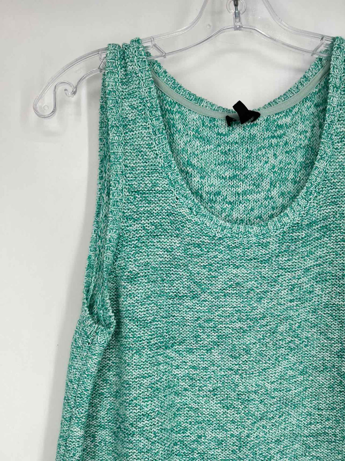 J Jill Size M Green & White Knit Tank Top