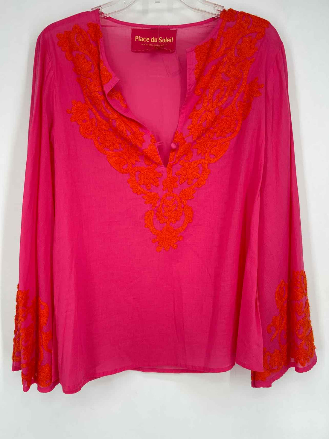 Place du Soleil Size M Hot Pink & Orange Long Sleeve