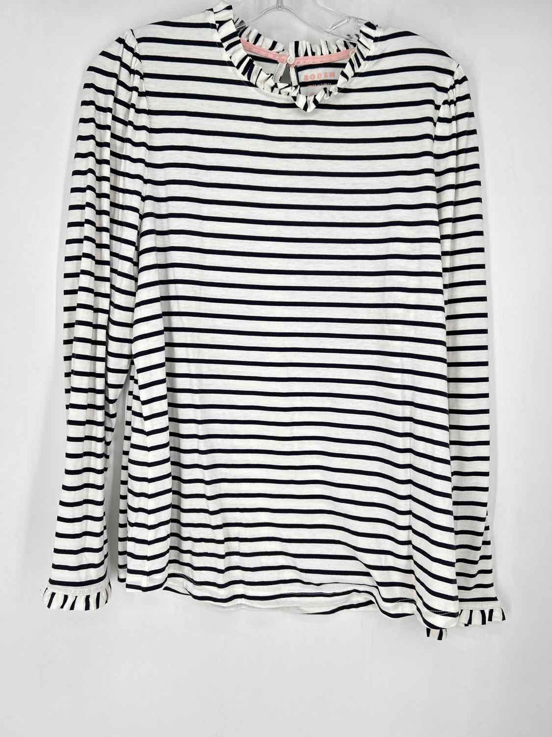 Boden Size 12 White & Navy Striped Long Sleeve