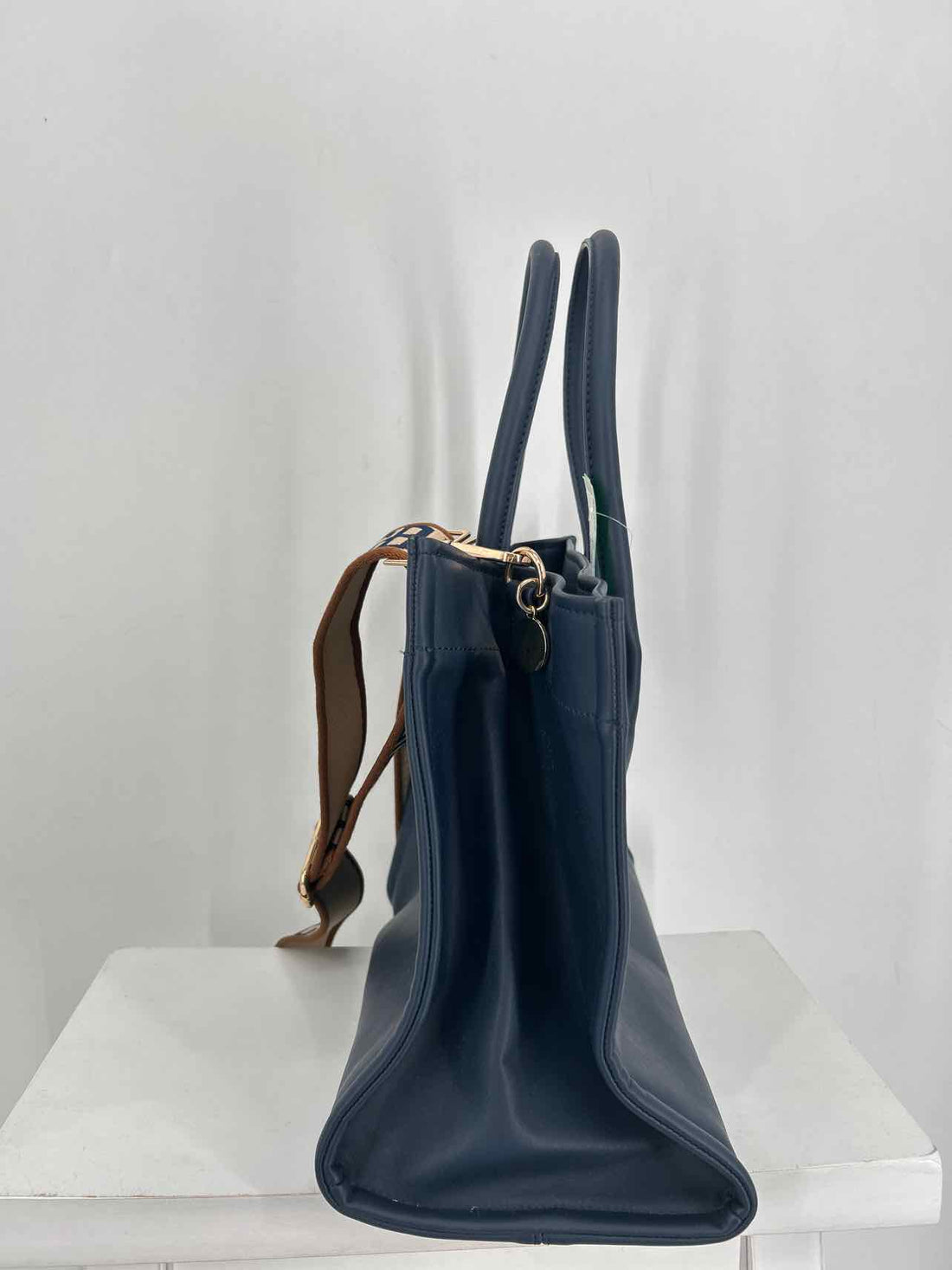 Milly Kate Navy Vegan Leather Pre Owned Satchel
