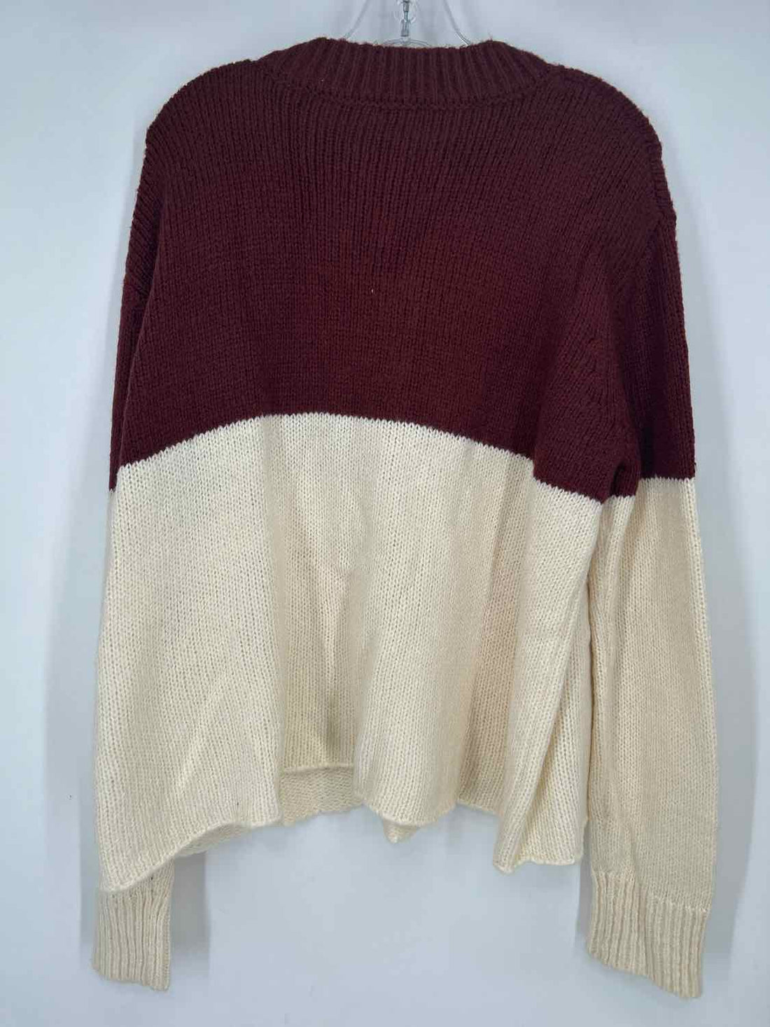 Peace Love World Size S Maroon & Ivory Sweater