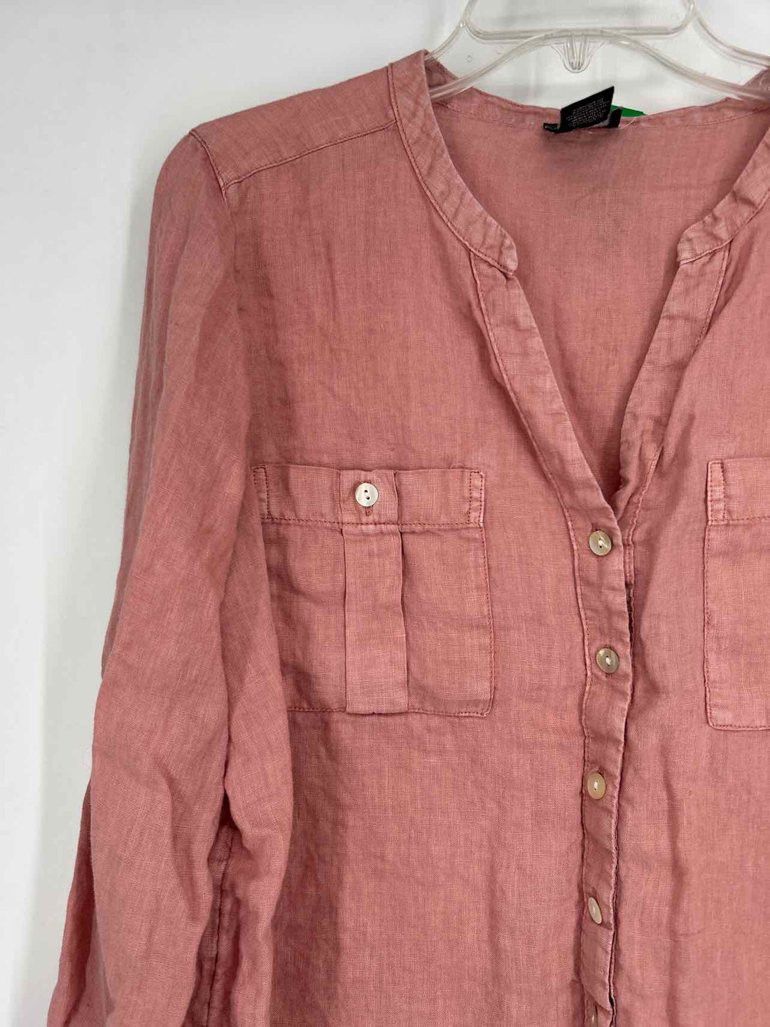 Nicole Miller Size L Dusty Pink Linen Long Sleeve