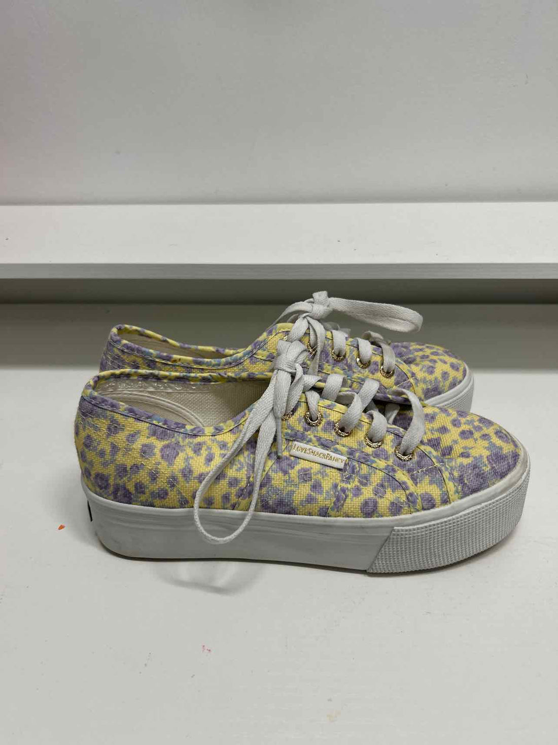 Superga Women Size 6 Yellow Floral Sneakers