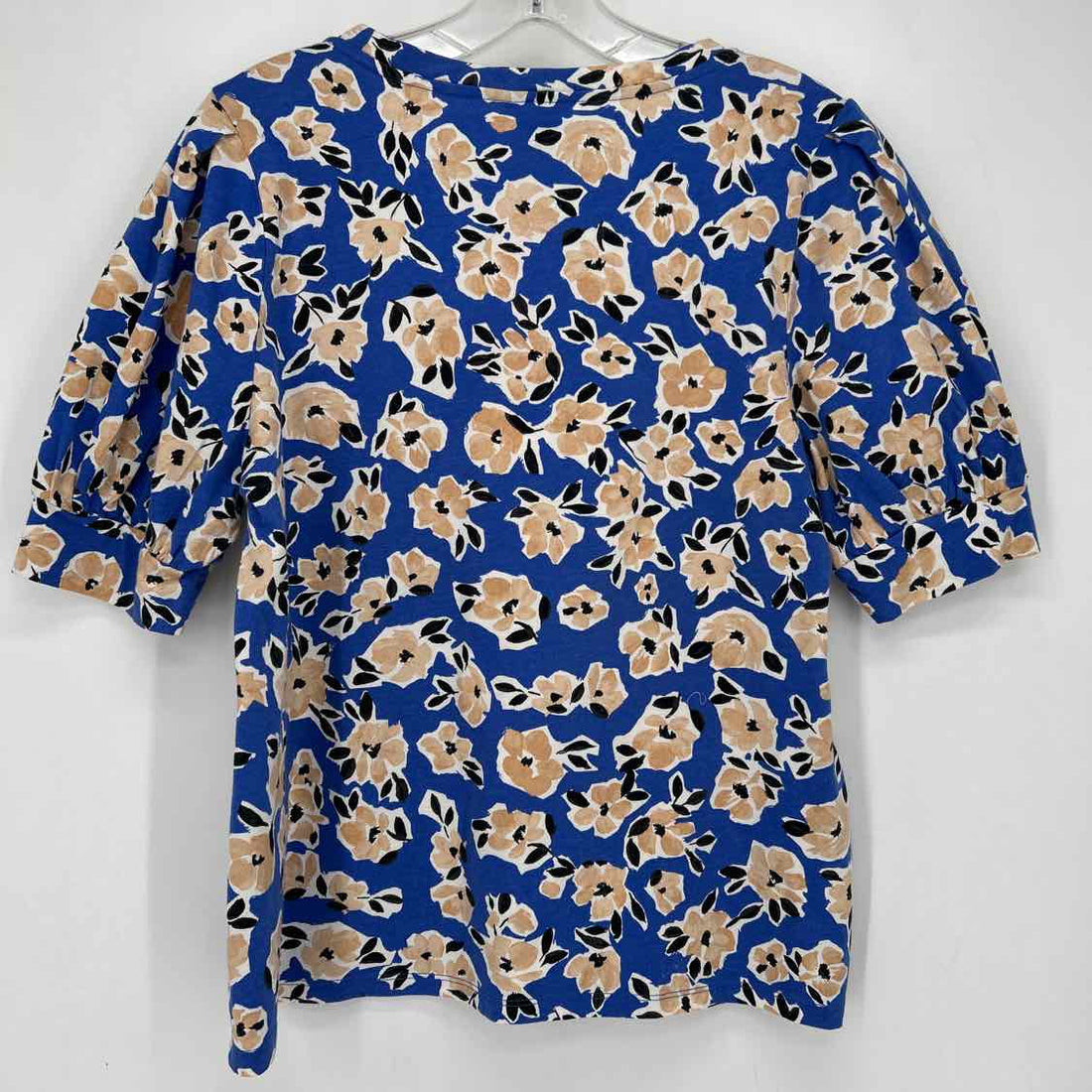 Ann Taylor Size LP Blue Floral Short Sleeve