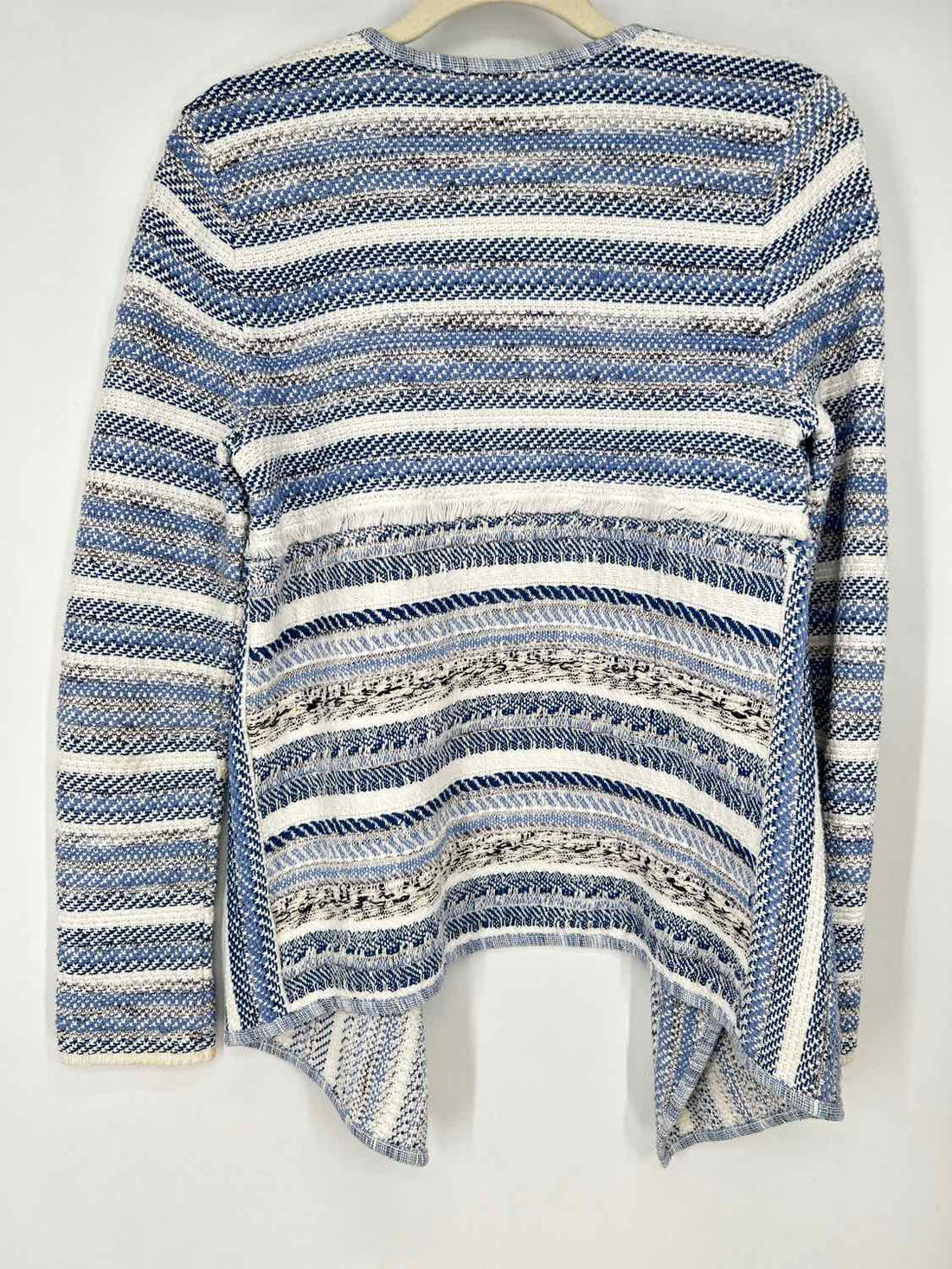 INC Size PM Blue & White Striped Cotton Blend Cardigan