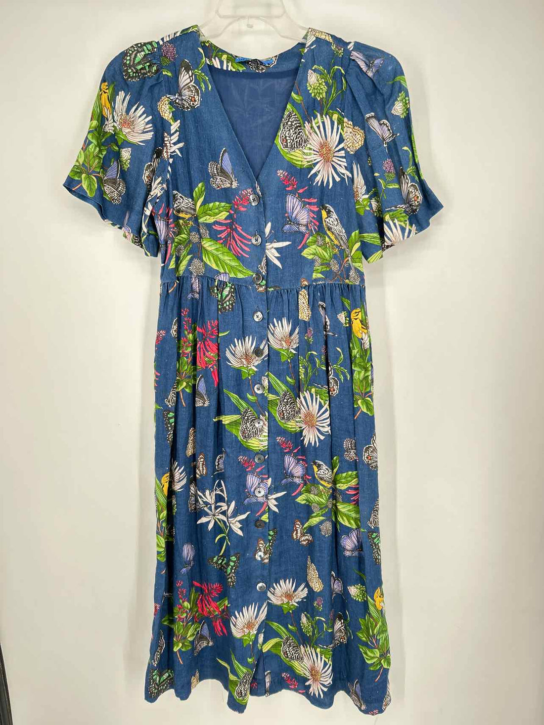 J McLaughlin Size S Navy Print Short Sleeve Dress
