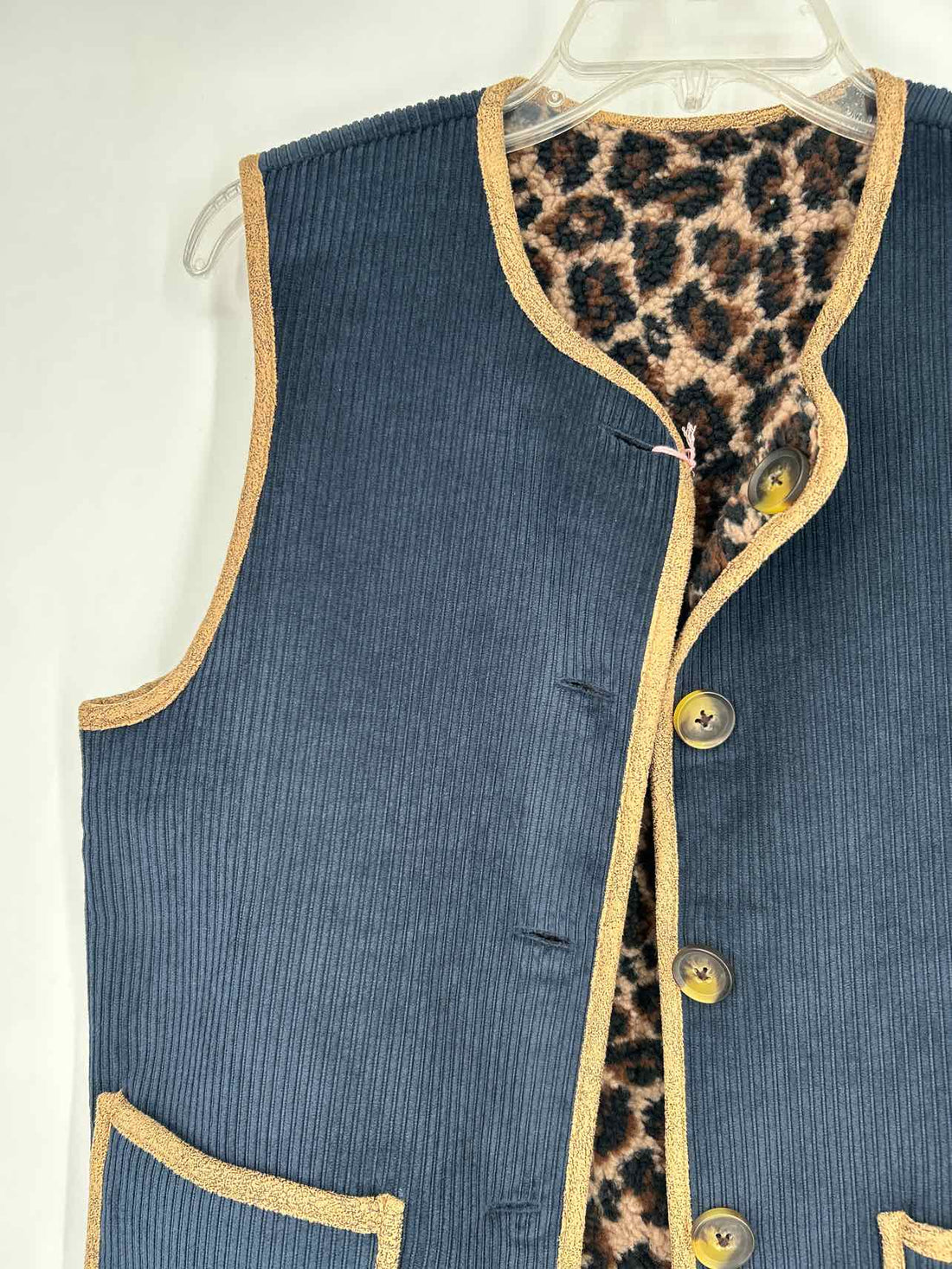 Boden Size 6 Navy & Leopard Reversible NWT Vest