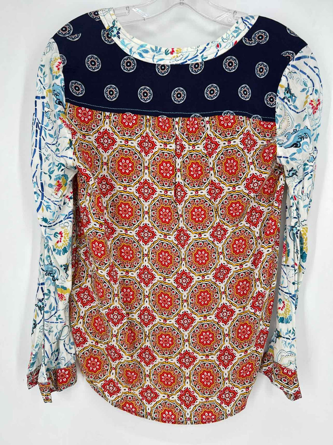 Maeve Size 4 Navy & Red Print Long Sleeve