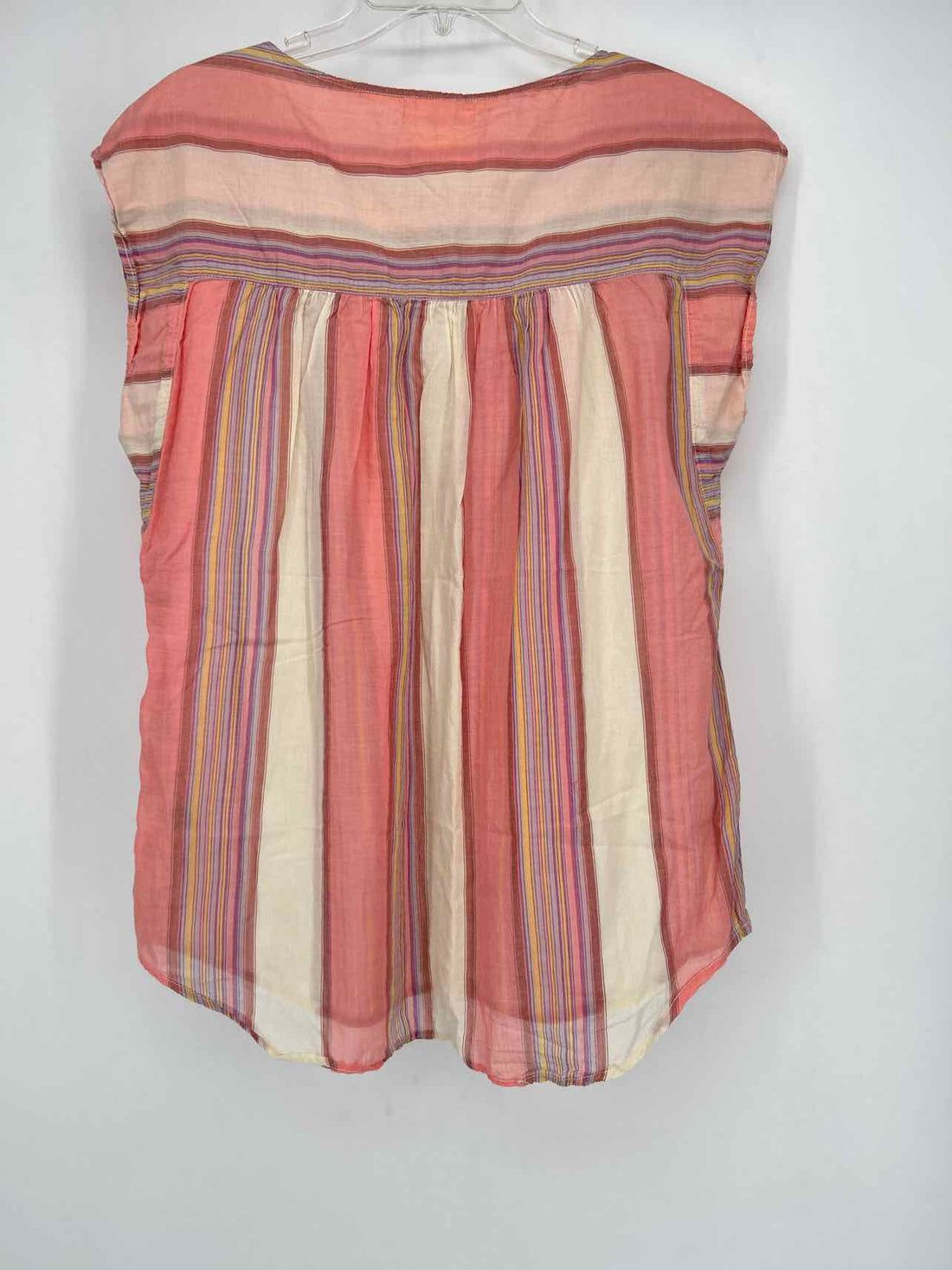 Side Stitch Size M Beige & Pink Short Sleeve