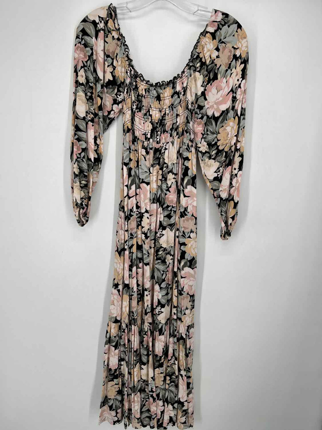 Saltwater Luxe Size S Black Floral Long Sleeve Dress