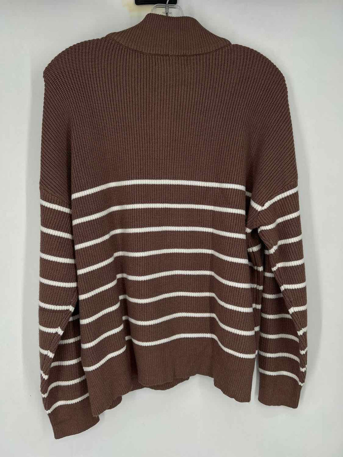 Lillusory Size M Taupe & White Striped Sweater