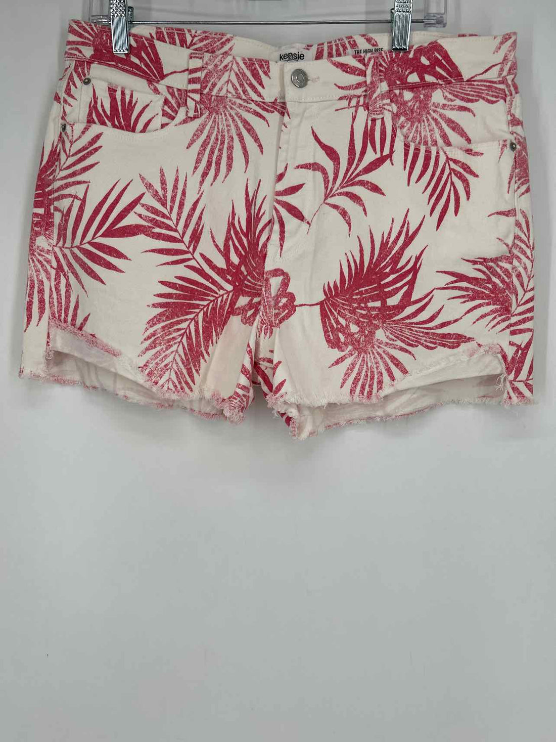 Kensie Size 12 White & Dark Pink Shorts