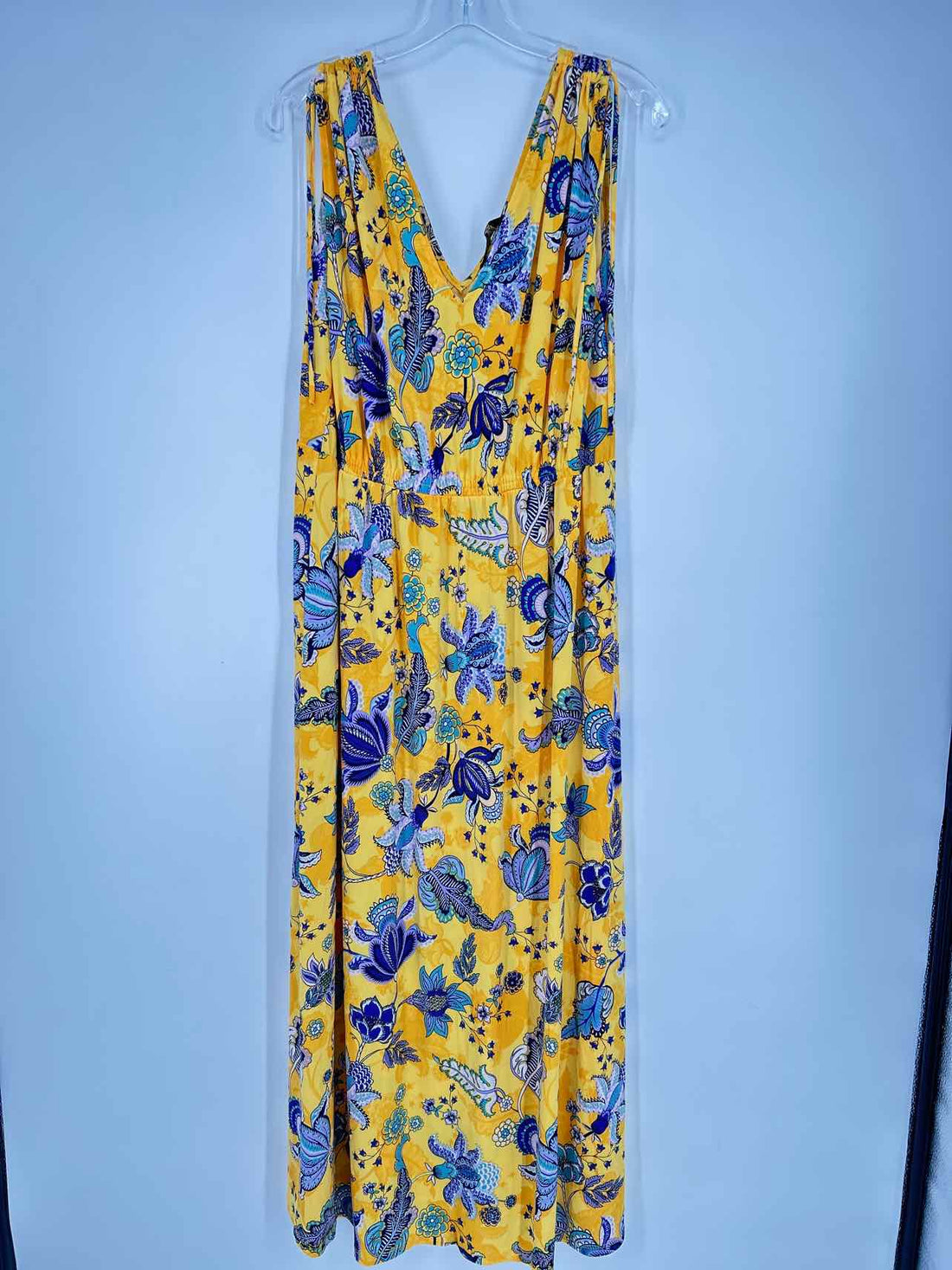 Iman Size XLP Yellow Floral Sleeveless Maxi