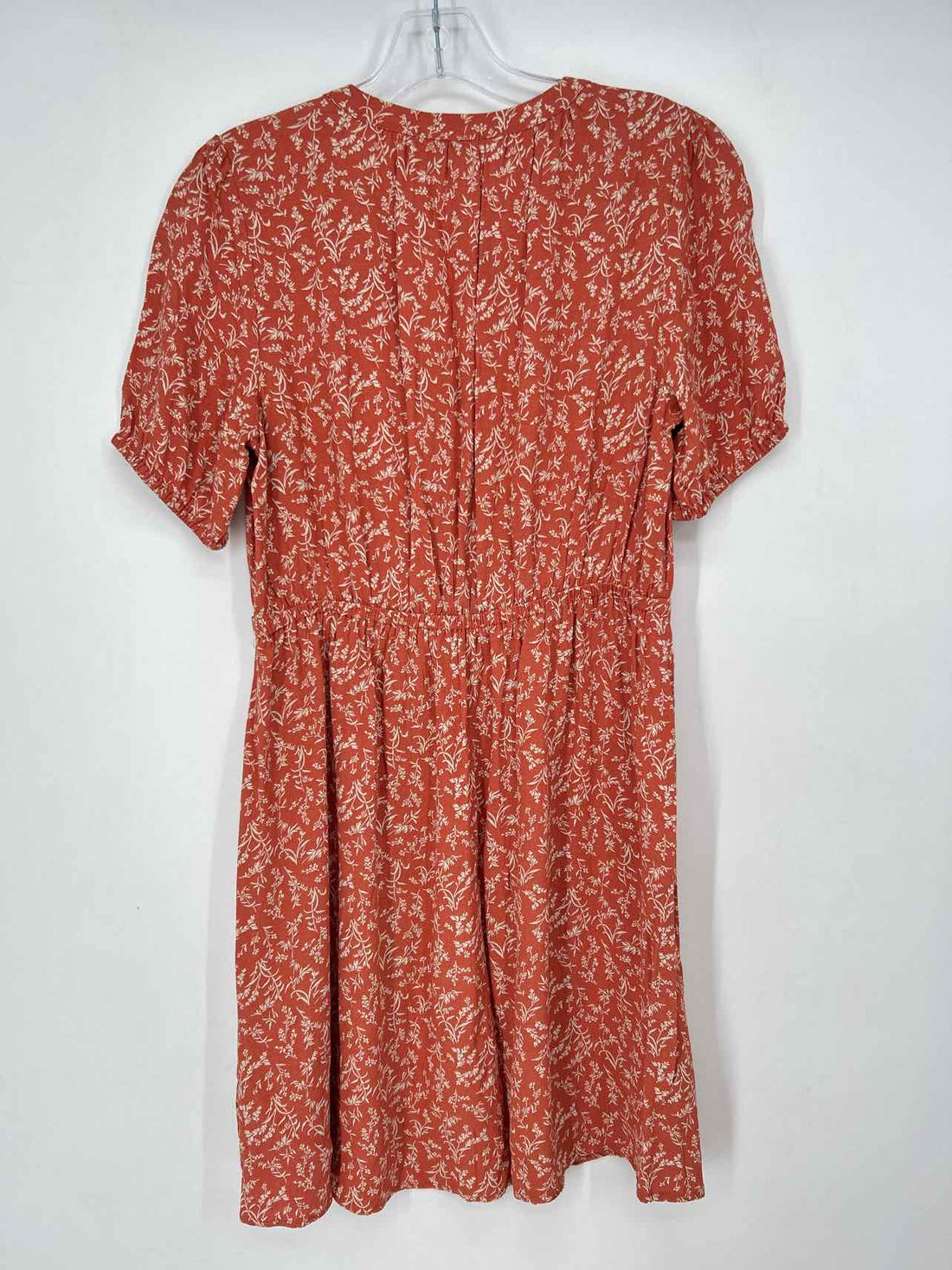 Loft Size S Rust & Cream Floral Short Sleeve Dress