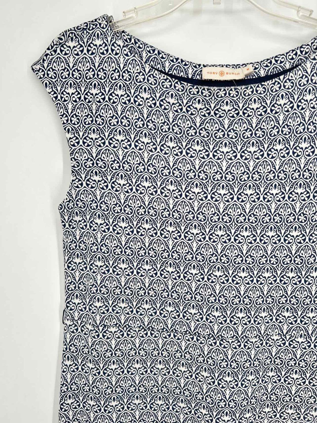 Tory Burch Size M White & Navy Print Dress