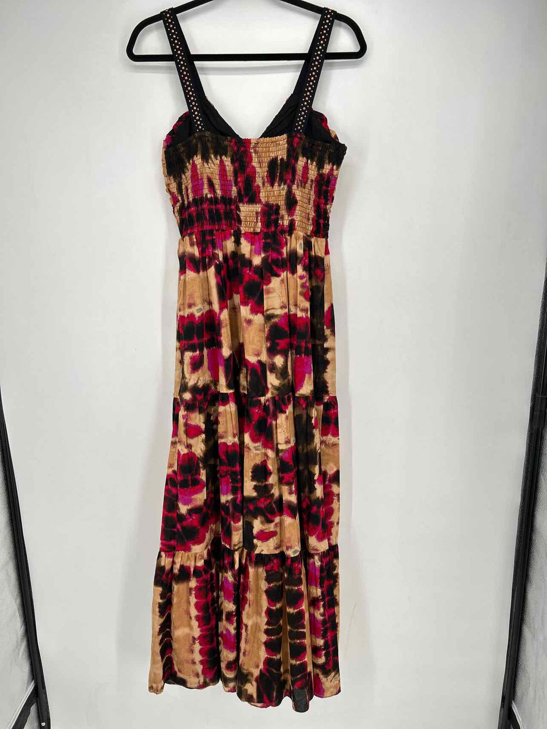 DKNY Size 10 Tan & Black Print Maxi