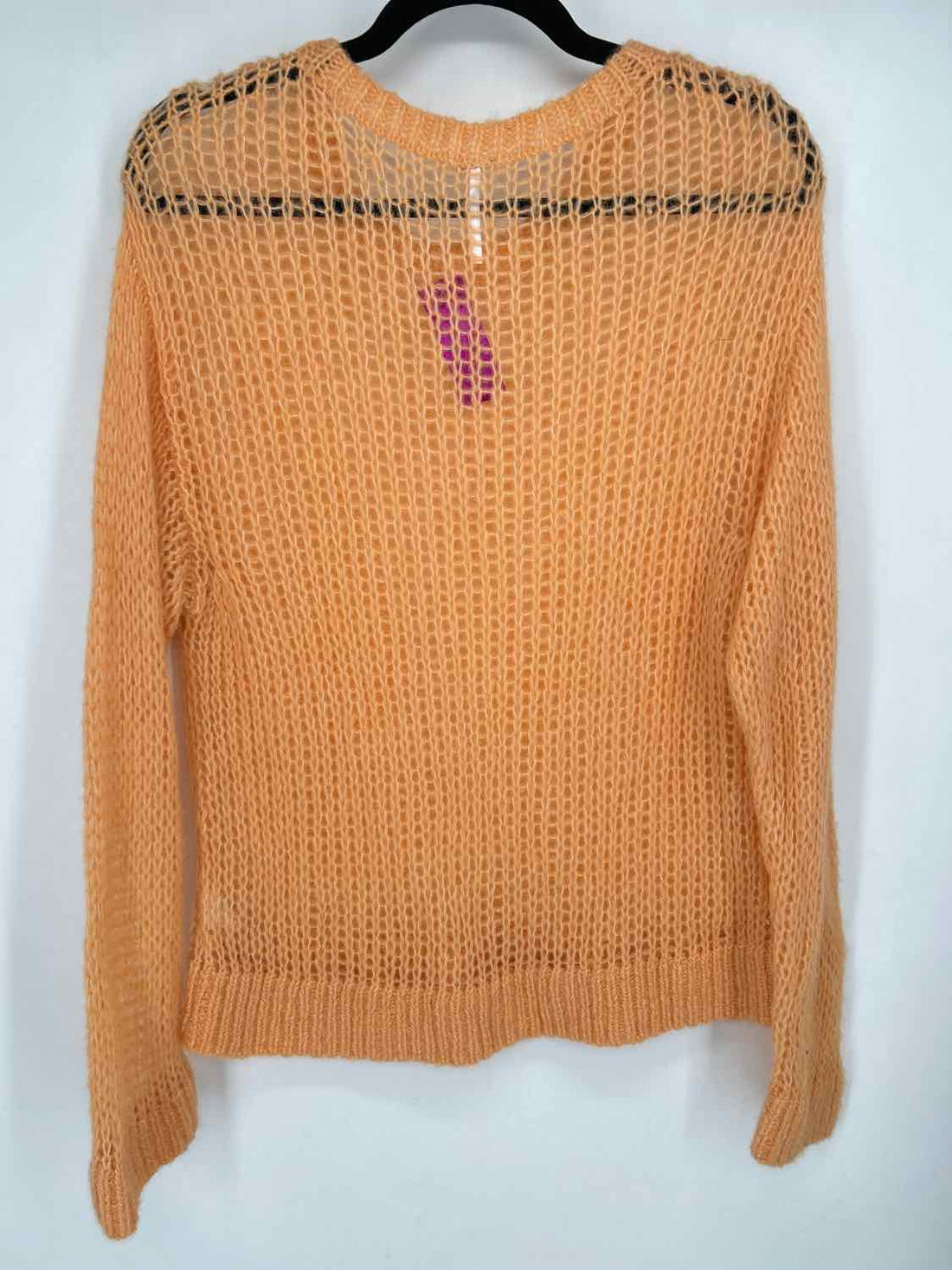 Free People Size M Orange Open Knit Sweater