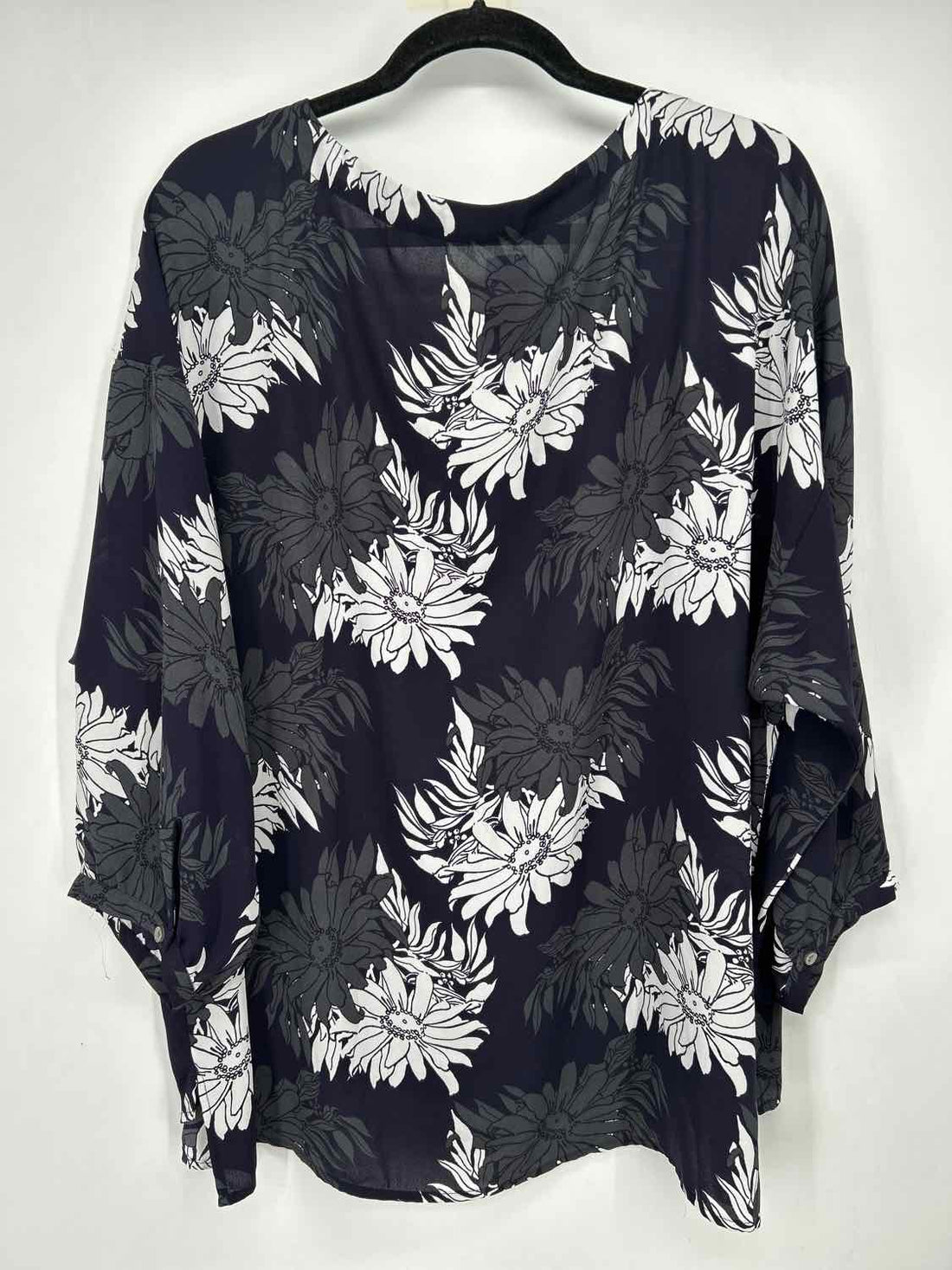 Loft Size XXL Navy & White Floral Long Sleeve
