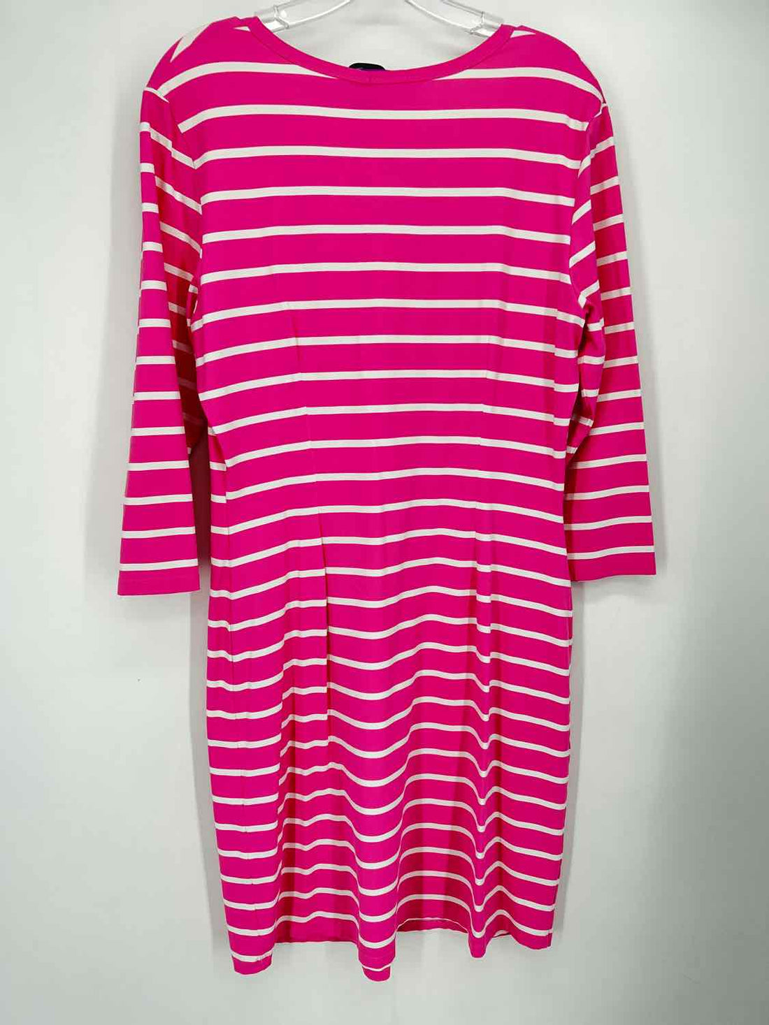 J McLaughlin Size L Pink & White Striped Long Sleeve Dress