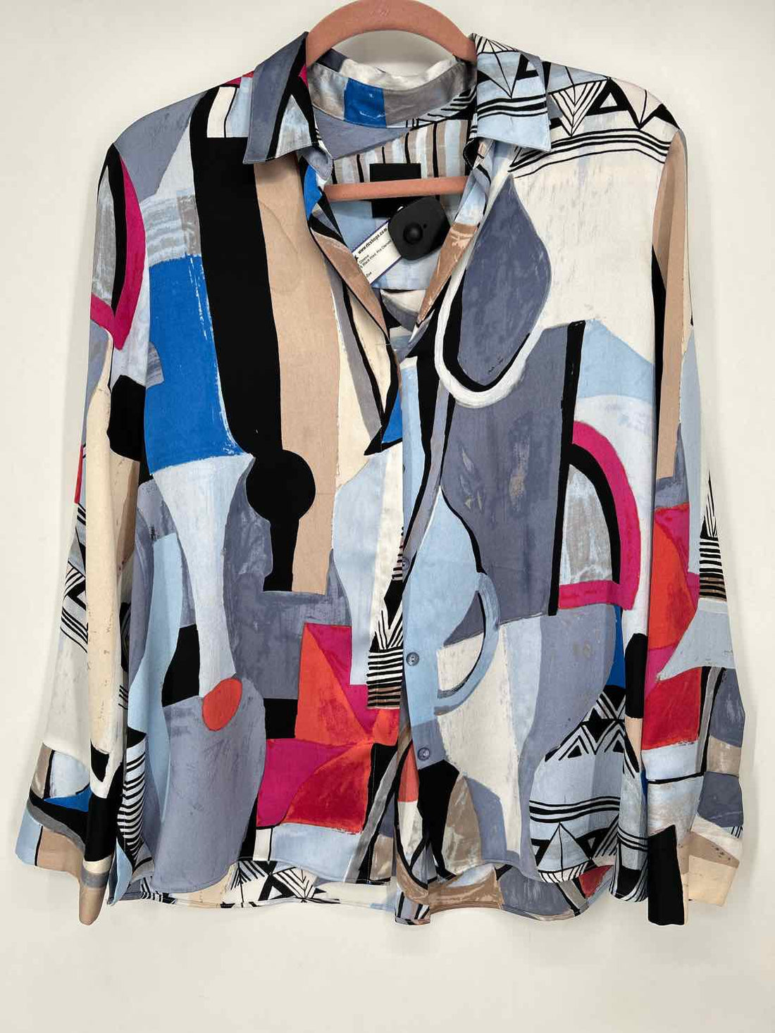 Nic+Zoe Size M Blue & Black Print Long Sleeve