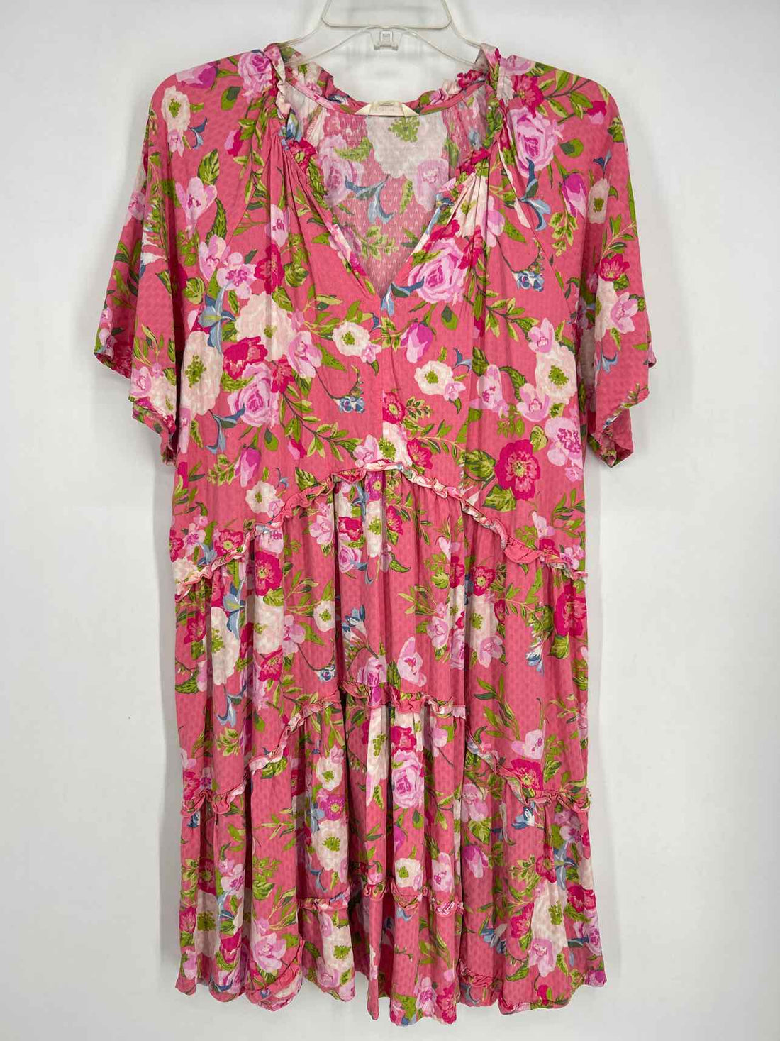 Matilda Jane Size L Pink Floral Short Sleeve Dress
