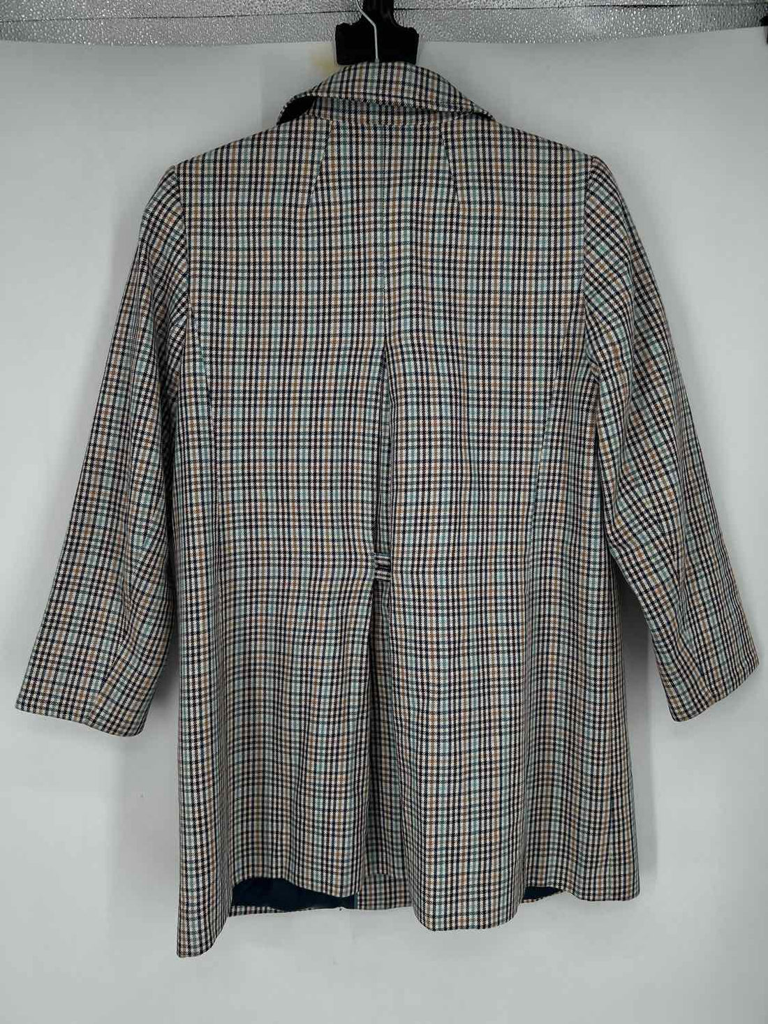Talbots Size 8P Beige Plaid Cotton Coat