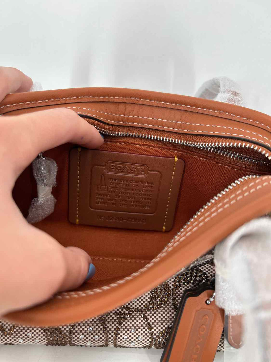 Coach Swing Zip 20 Jacuard Crystals SOLD OUTBrown Canvas & Leather NWT Shoulder
