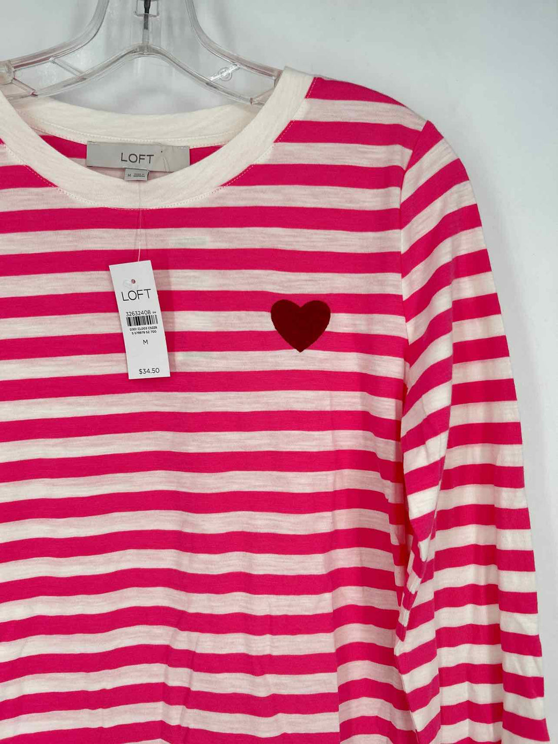 Loft Size M Pink & White Striped NWT Long Sleeve