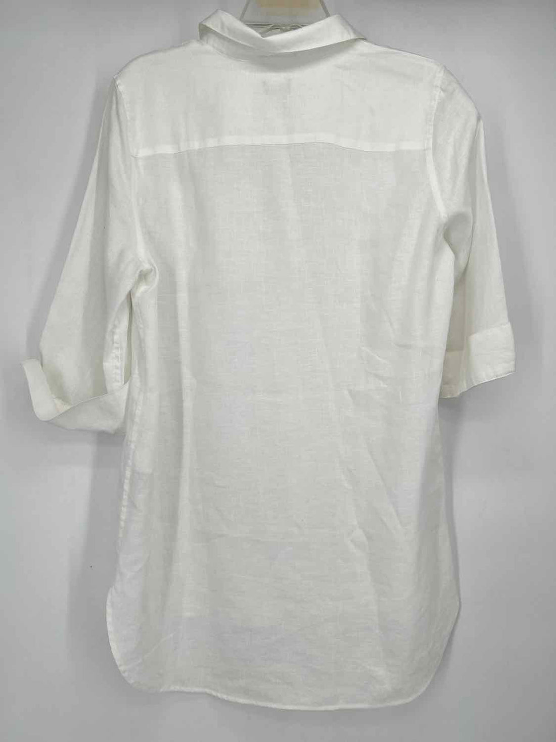 Chicos Size 1(M) White Linen Long Sleeve