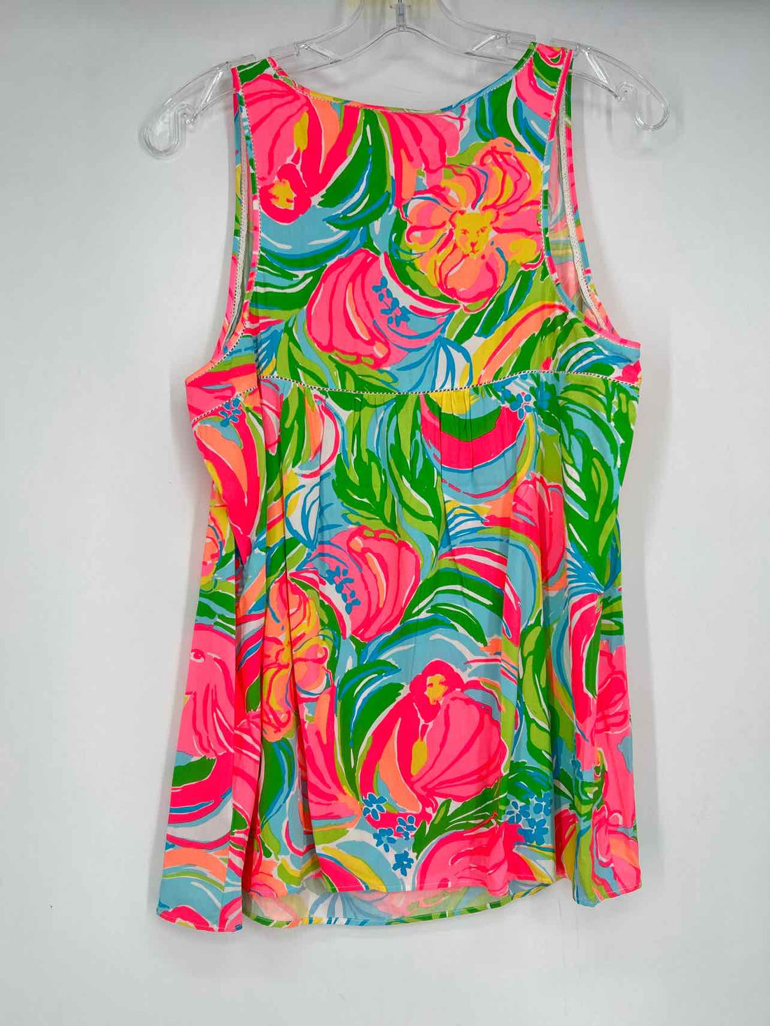 Lilly Pulitzer M Neon Pink Floral Rayon Sleeveless Lilly Pulitzer Top