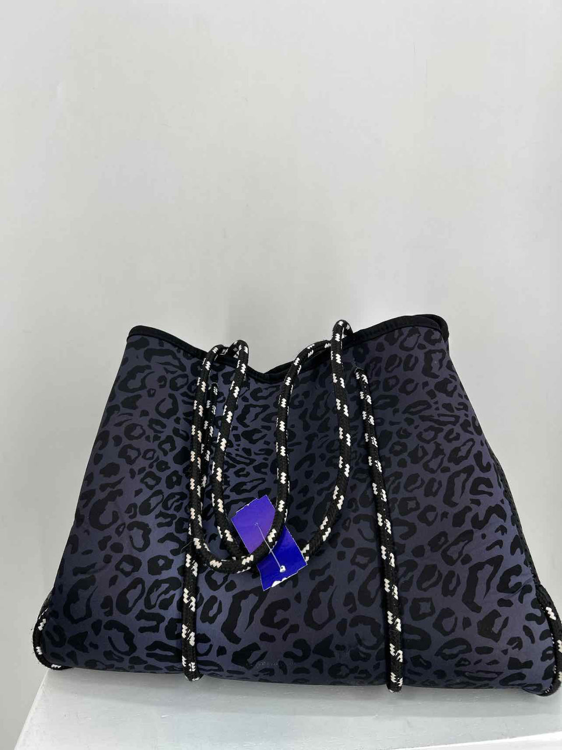Boutique Black Leopard Neoprene Pre Owned Tote