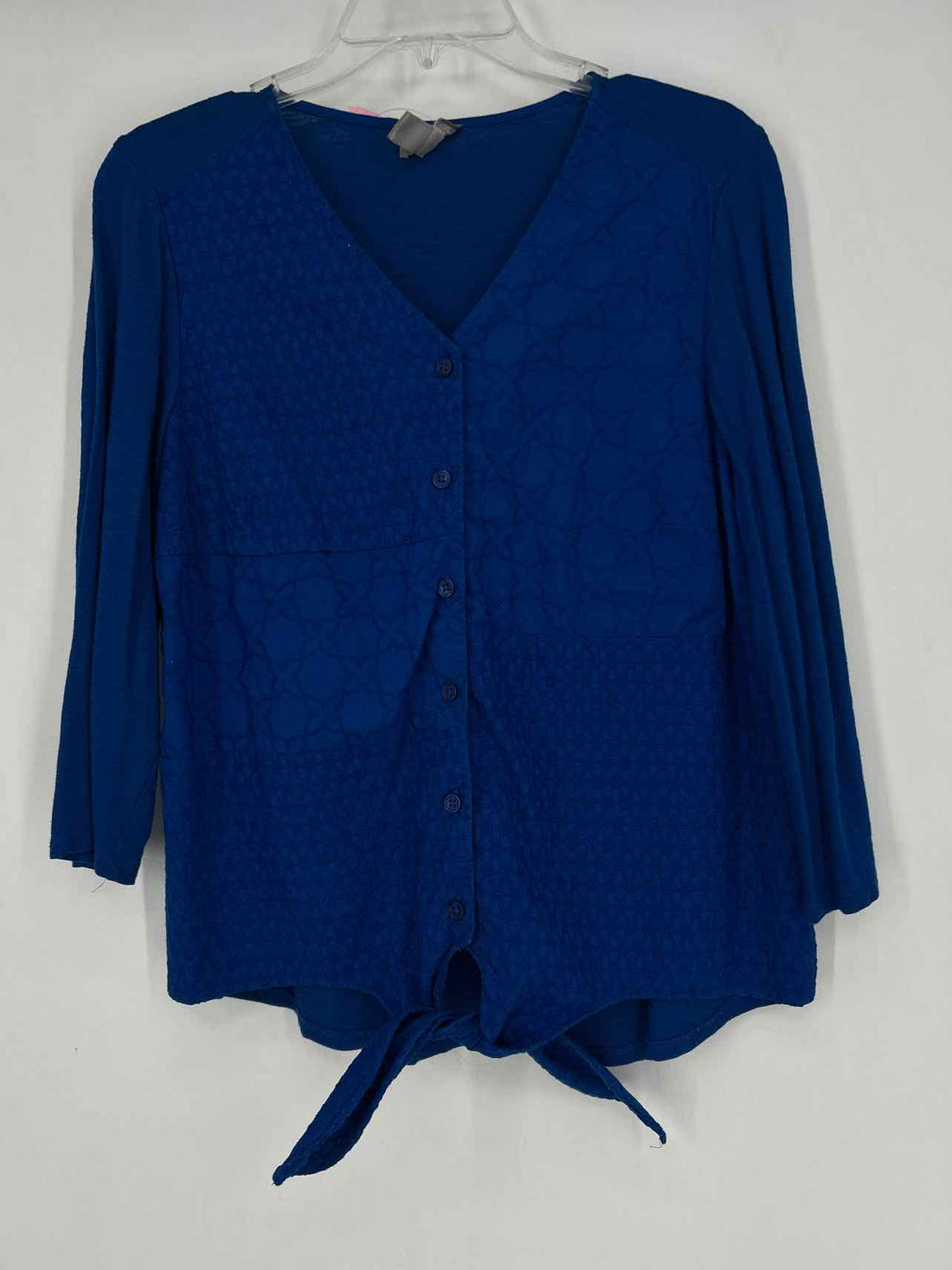 Chicos Size 1 (M) Cobalt Blue Embroidered Long Sleeve