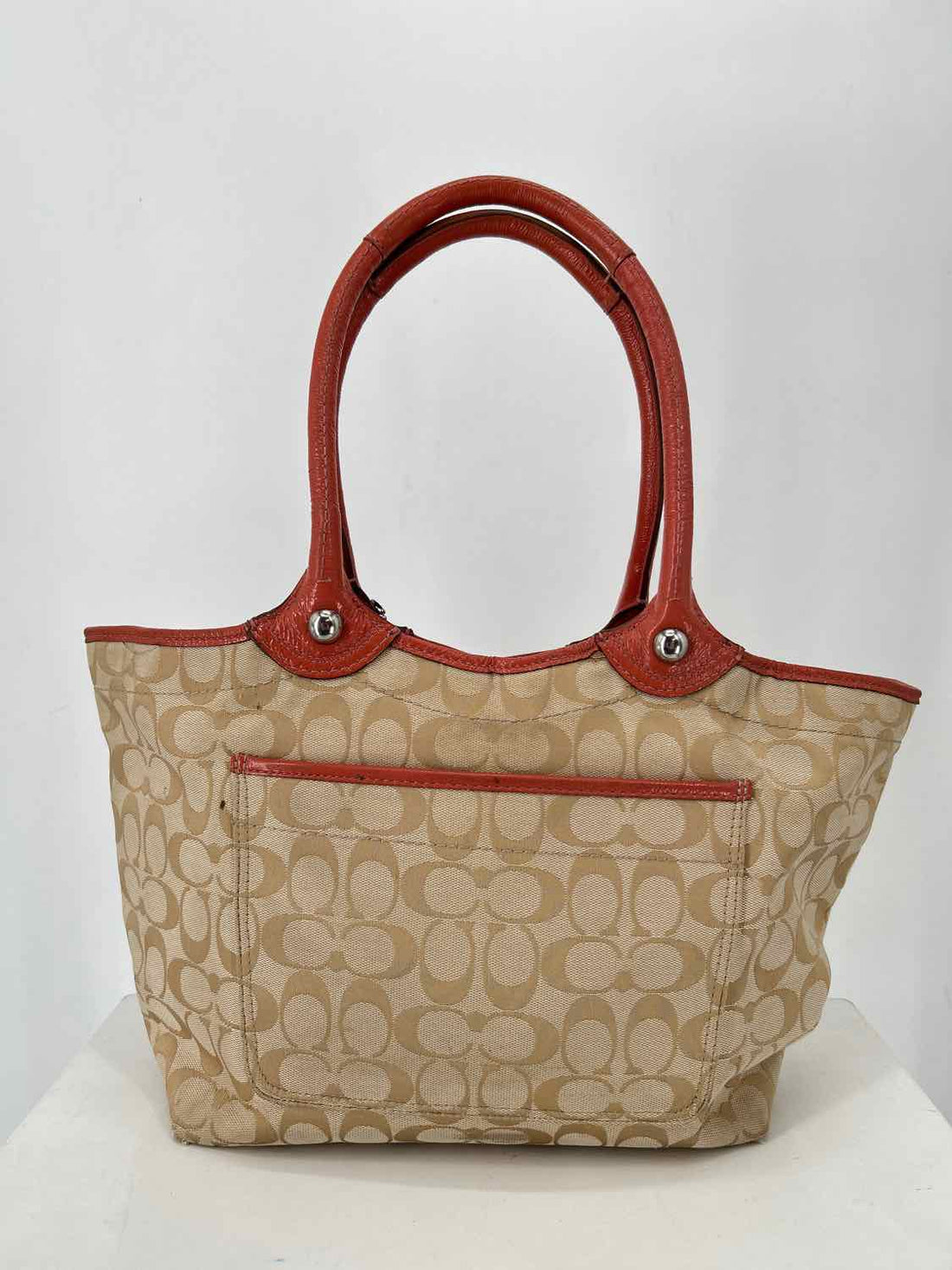 Coach Beige & Pink Canvas Tote