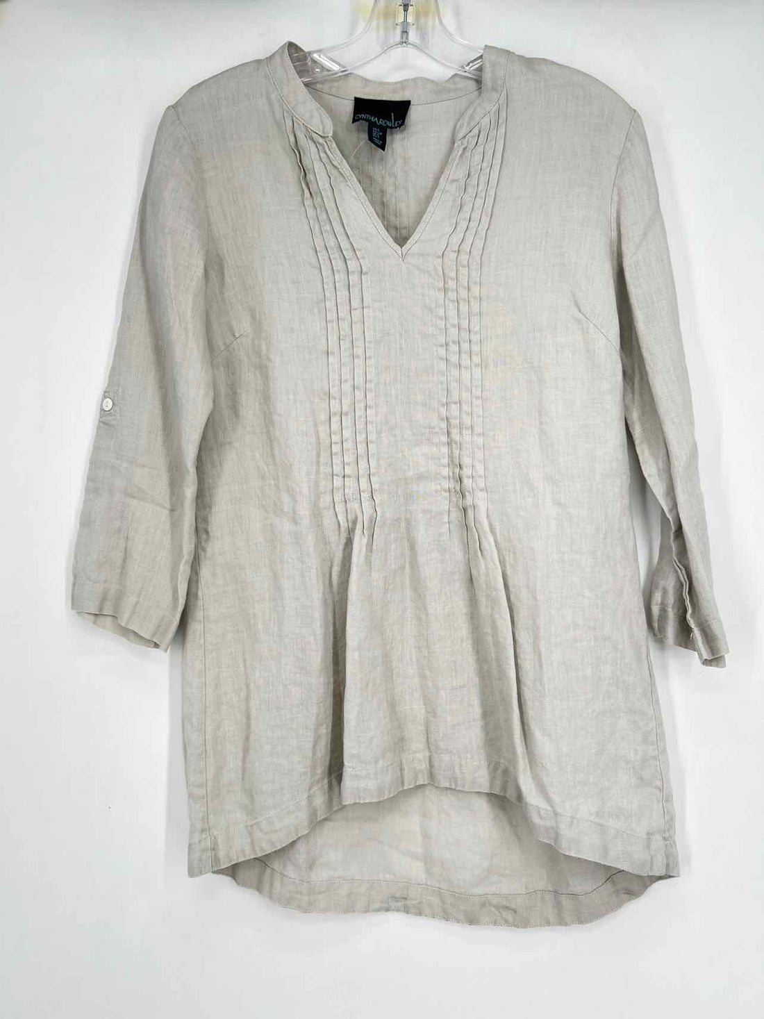 Cynthia Rowley Size S Light Gray Linen Long Sleeve