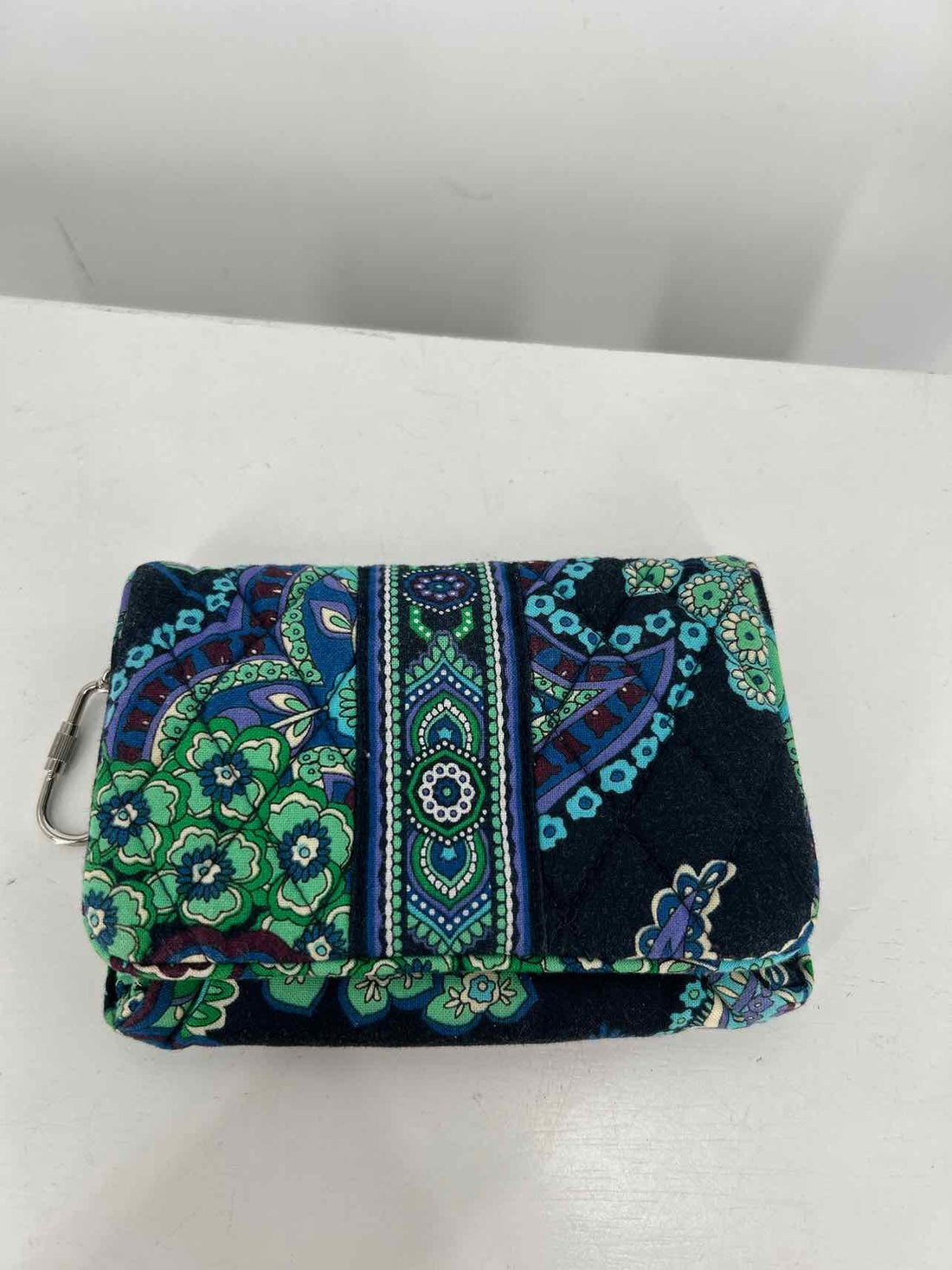 Vera Bradley Navy & Green Print Quilted Pre Owned Wallet