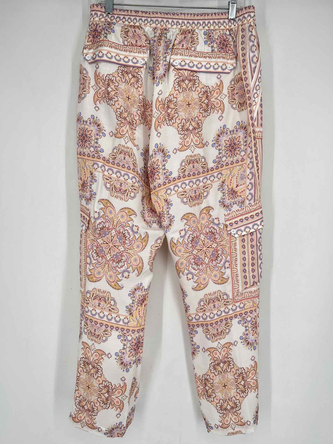 Hale Bob Size L White Print Silk/Viscose Pants