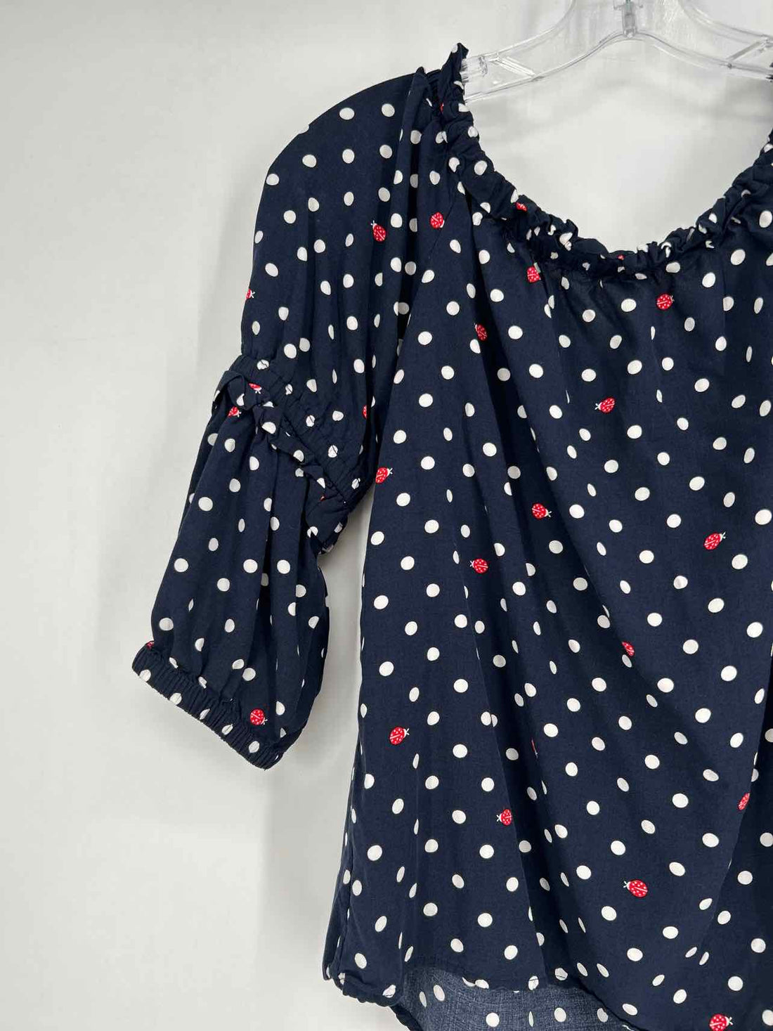 Crown & Ivy Size M Navy Polkadot Long Sleeve