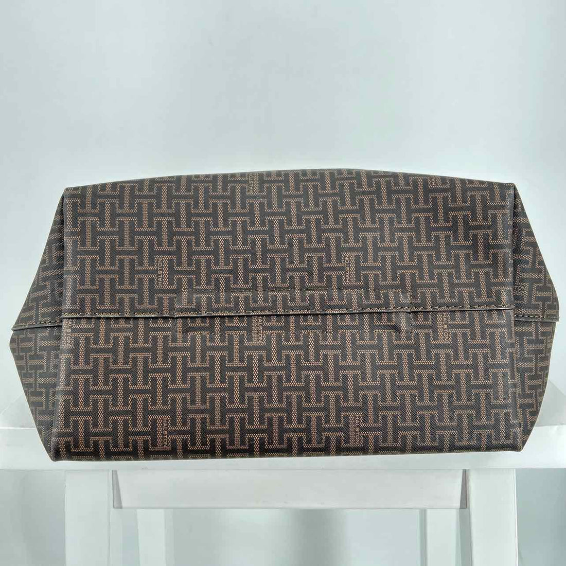 Halston Brown Print Vegan Leather Pre Owned Tote