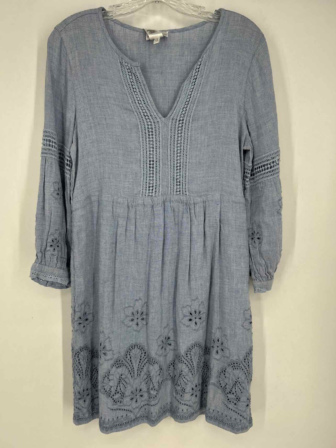 Tommy Bahama Size SP Chambray Eyelet Long Sleeve Dress