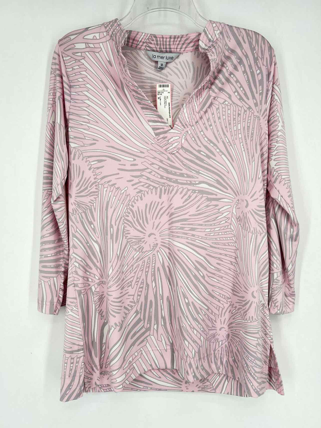 La Mer Luxe Size M Pink & Gray Print Long Sleeve