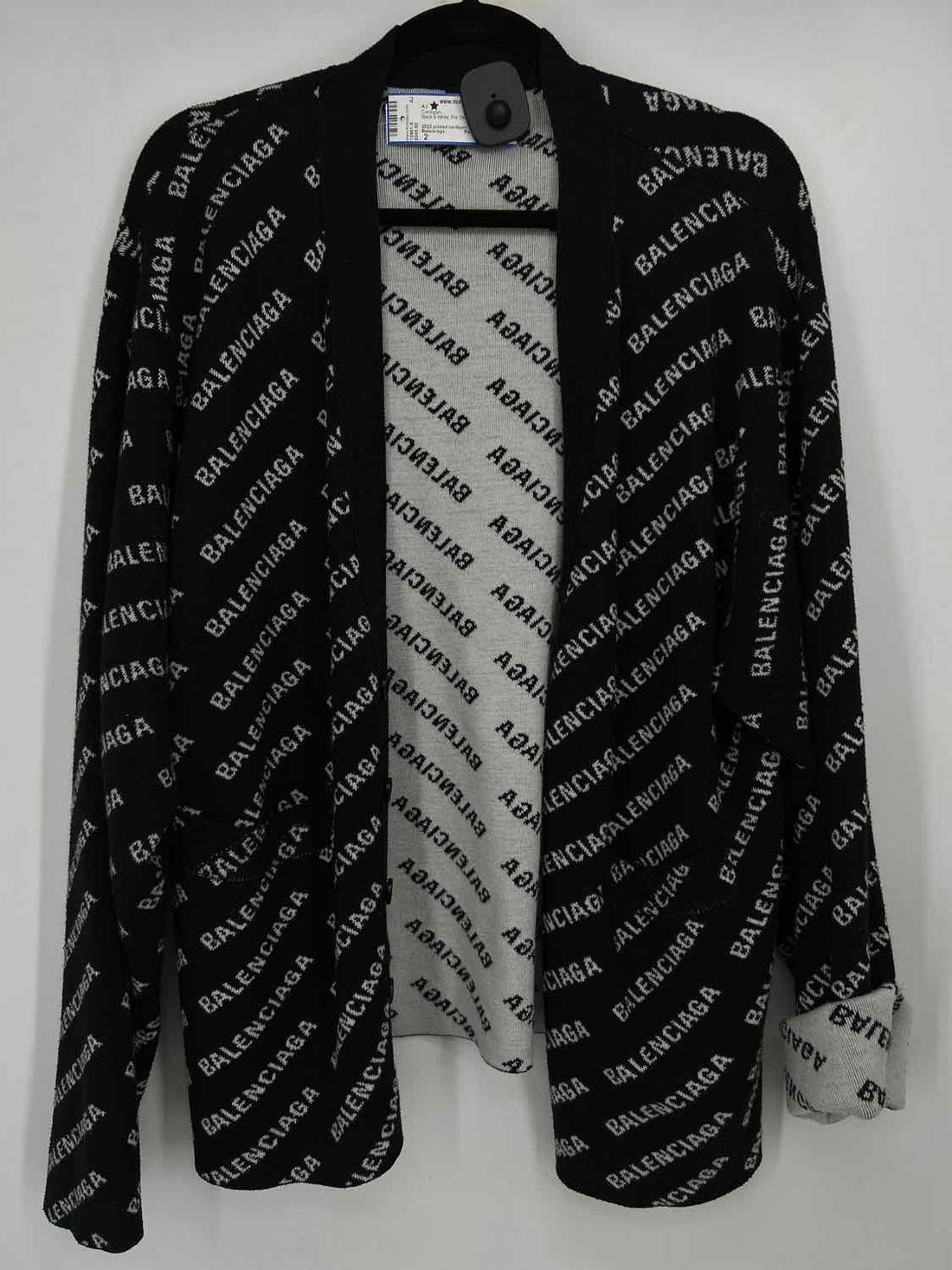 Balenciaga Size 2 Black & White Cardigan