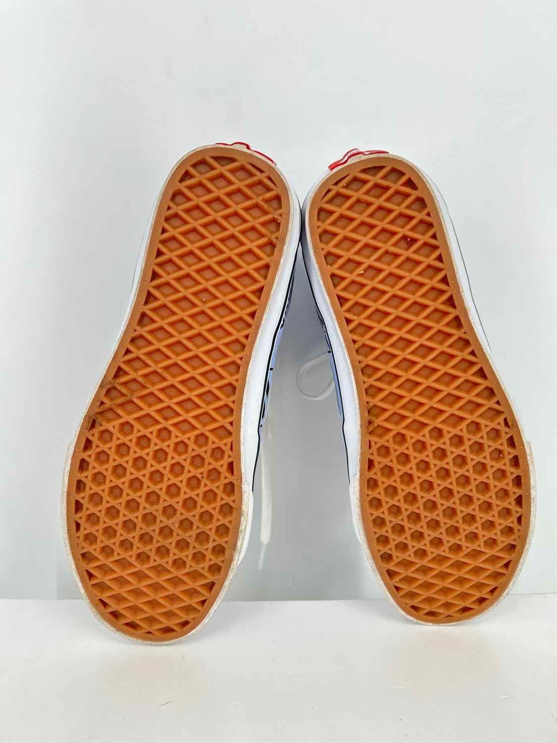 Vans Women Size 8 Blue Print Canvas & Leather Sneakers